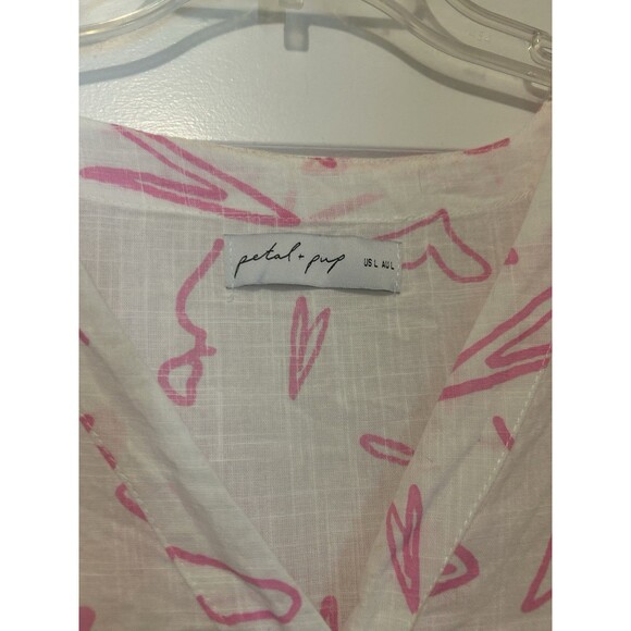 Petal and Pup Maggie Elias Dress Size Large Pink Hearts Babydoll Flutter Sleeve - Picture 2 of 5